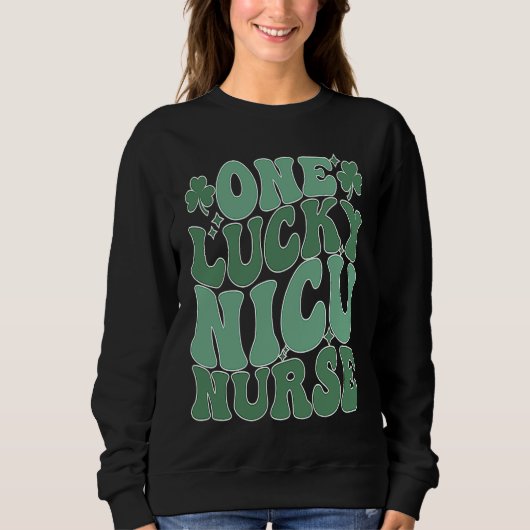 Sweatshirt Groovy St Patrick's Day NICU Nurse Shamrock NICU N (Devant)