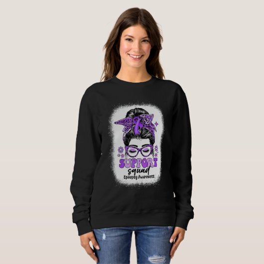 Sweatshirt Groovy Support Squad Messy Bun Epilepsy Awareness (Devant entier)