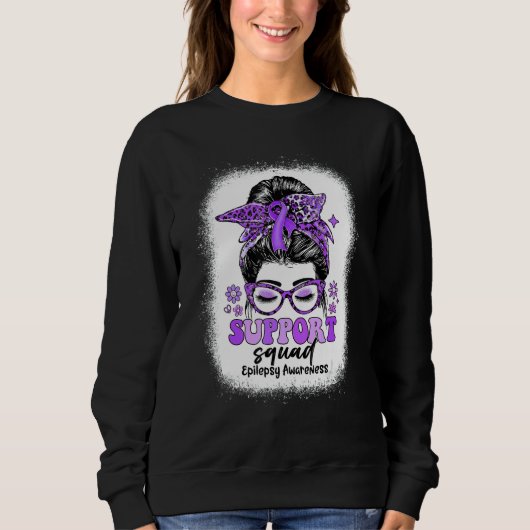 Sweatshirt Groovy Support Squad Messy Bun Epilepsy Awareness (Devant)