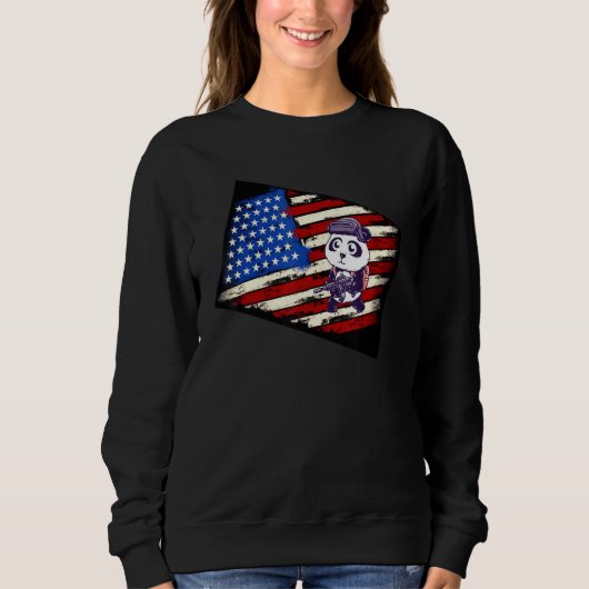 Sweatshirt Gros Drapeau Américain Avec Mitrailleuses (Devant)