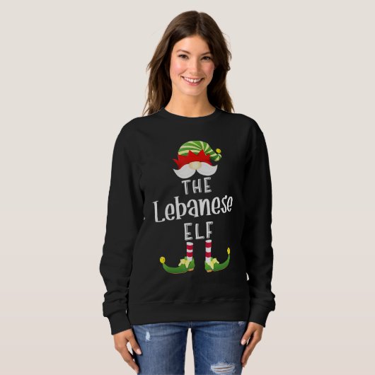Sweatshirt Groupe Elfe Libanais Noël Pajama Party (Devant entier)
