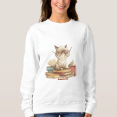 Sweatshirt Grumpy Scholar Cat Among Books (Devant)