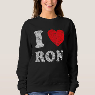 Sweatshirt Grunge détendu Style épuisé I Love Ron