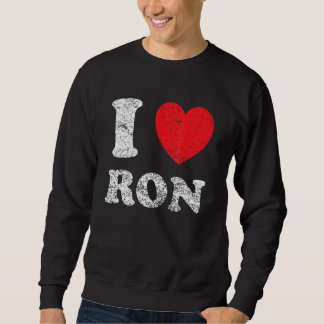 Sweatshirt Grunge détendu Style épuisé I Love Ron