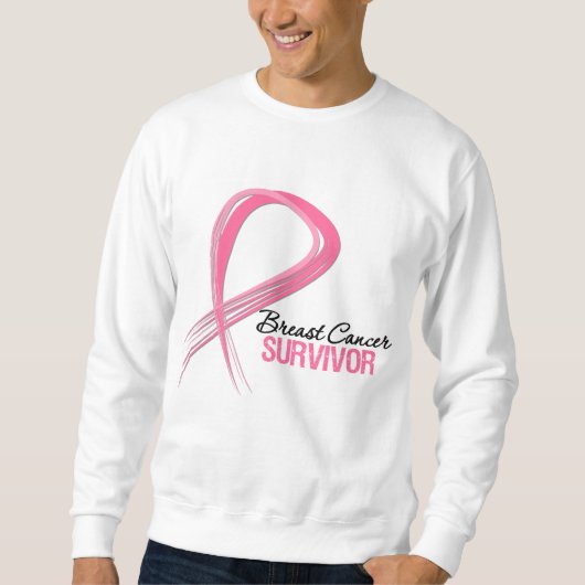Sweatshirt Grunge Ribbon Cancer du sein Survivant (Devant)