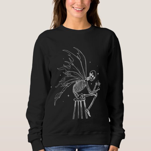 Sweatshirt Grunge Skeleton Fairy Butterfly Fairycore Aestheti (Devant)