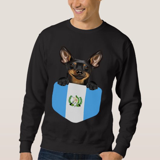 Sweatshirt Guatemala Flag Miniature Pinscher Dog In Pocket (Devant)