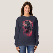 Sweatshirt Guerrier Chat Ninja Noir Splash Feu Mignon (Devant entier)