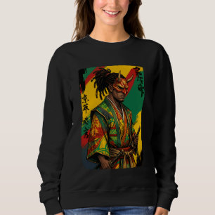 Sweatshirt Guerrier Samouraï Afro-Américain Katana Anime Japo