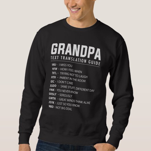 Sweatshirt Guid de traduction des acronymes d'argot texte de  (Devant)