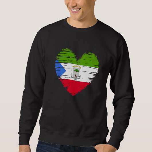 Sweatshirt Guinée équatoriale Coeur Guinée équatoriale Drapea (Devant)