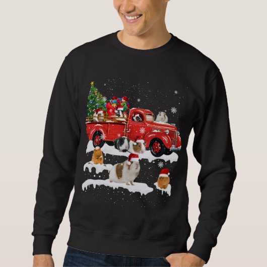 Sweatshirt Guinée équitation Camion Rouge Joyeux Noël Noël (Devant)