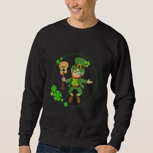 Sweatshirt Guitare Leprechaun Jour de la Saint Patrick. Joueu (Devant)