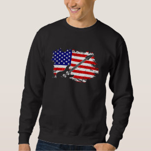 Sweatshirt Guitare vintage Guitariste US Drapeau américain 5