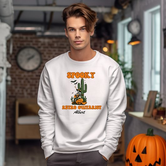 Sweatshirt Guitariste rétro Nom personnalisé Halloween