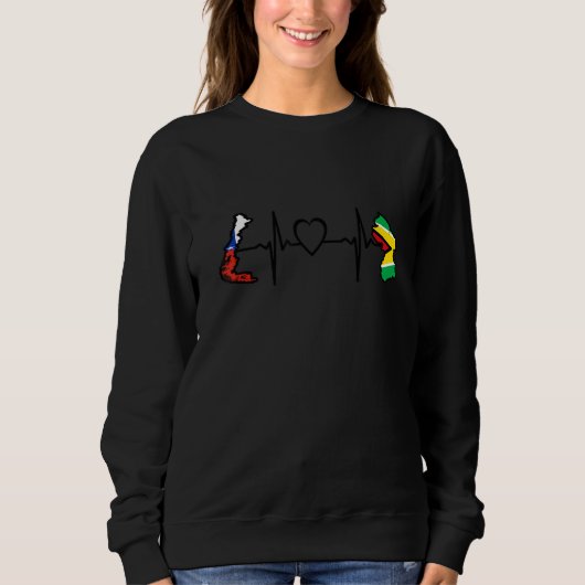 Sweatshirt Guyana Chile Flag Guyanese Chilean Heartbeat (Devant)