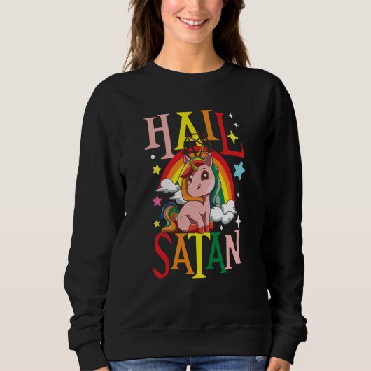 Sweatshirt Hail Satan Unicorn Rainbow (Devant)