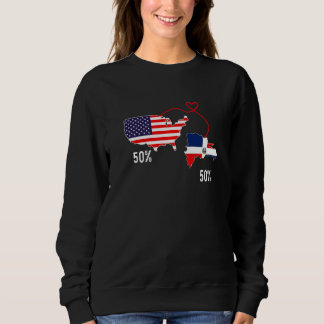 Sweatshirt Half American Half Dominican Flag Combined RD USA 