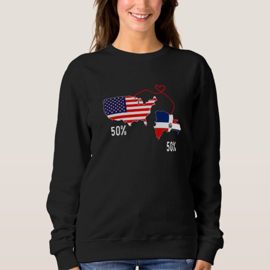 Sweatshirt Half American Half Dominican Flag Combined RD USA  (Devant)