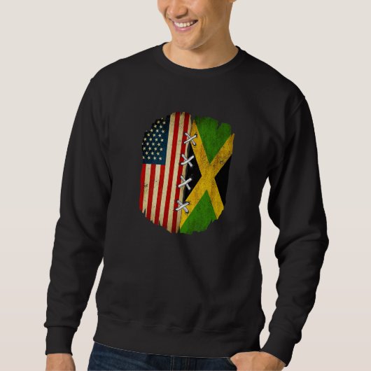 Sweatshirt Half American Half Jamaican USA Flag Jamaica Flag (Devant)