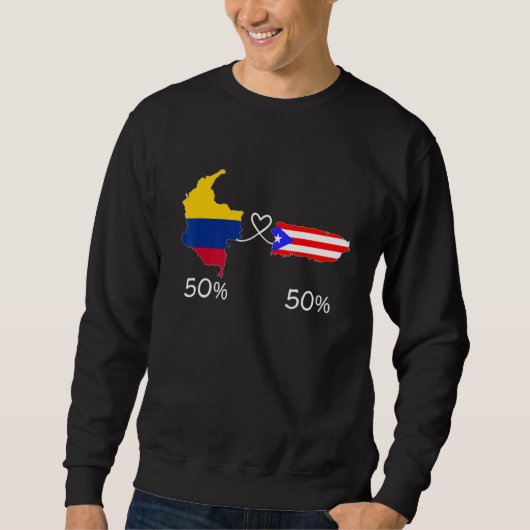 Sweatshirt Half Colombian Half Puerto Rican Flag Map Love Col (Devant)