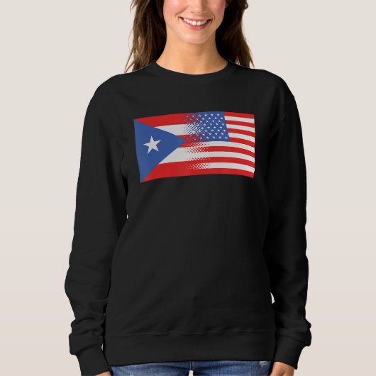 Sweatshirt Half Puerto Rican Half American Flag Puerto Rico U (Devant)