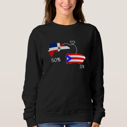 Sweatshirt Half Puerto Rican Half Dominican Flag Map Combined (Devant)