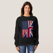 Sweatshirt Half USA Flag Half Great Britain Flag American Bri (Devant entier)