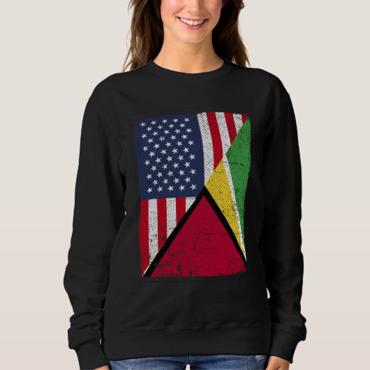 Sweatshirt Half USA Flag Half Guyana Flag American Guyanian (Devant)