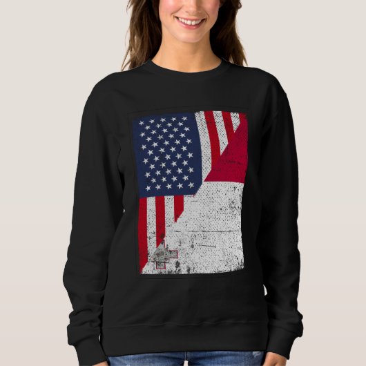 Sweatshirt Half USA Flag Half Malta Flag American Maltese (Devant)