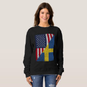 Sweatshirt Half USA Flag Half Sweden Flag American Swedish (Devant entier)