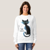 Sweatshirt Halloween Big Eyes Black Blue Evil Chat (Devant entier)