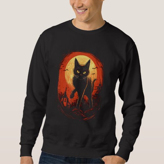 Sweatshirt Halloween Black Cat by Haunted Horror Halloween 1 (Devant)
