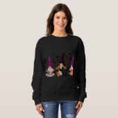 Sweatshirt Halloween Boo sorcière Gnomes Automne chauve-souri (Devant entier)