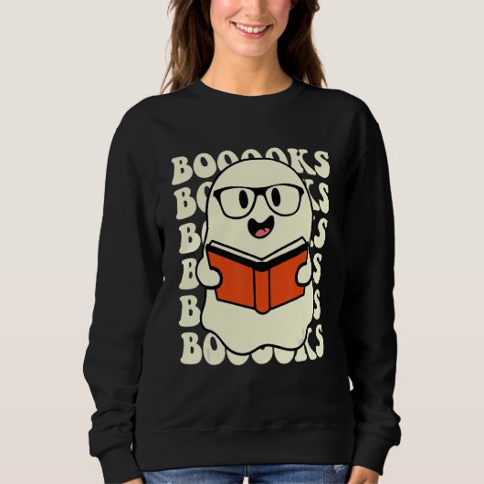 Sweatshirt Halloween Booooks Cute Ghost Boo Reading Books Adu (Devant)