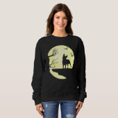 Sweatshirt Halloween Boston Terrier Silhouette Moon Chien Bat (Devant entier)