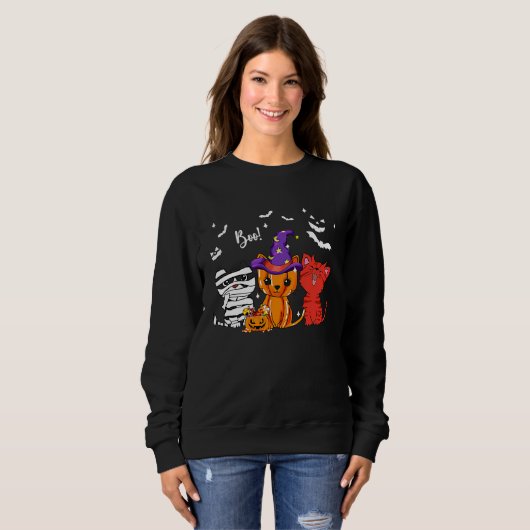 Sweatshirt Halloween Cat Boo (Devant entier)