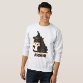 Sweatshirt Halloween Chat Noir Sorcière Éffrayants Araignées (Devant entier)