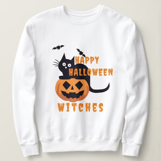 Sweatshirt Halloween Chat Noir Vintage Rétro (Design devant)