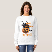 Sweatshirt Halloween Chat Noir Vintage Rétro (Devant entier)