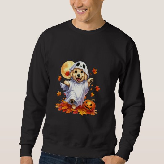 Sweatshirt Halloween Chien Fantôme Chien Costume Citrouille C (Devant)