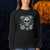 Sweatshirt Halloween Crânes verts et Rose Éffrayant