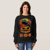 Sweatshirt Halloween Crow Raven Moon Pumpkin Costume Boo (Devant entier)