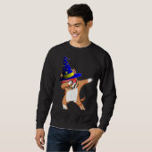 Sweatshirt Halloween Dabbing Wizard Pitbull Puppy Chien sorci (Devant entier)