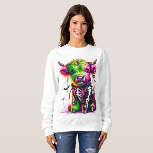 Sweatshirt Halloween de la vache boho (Devant entier)