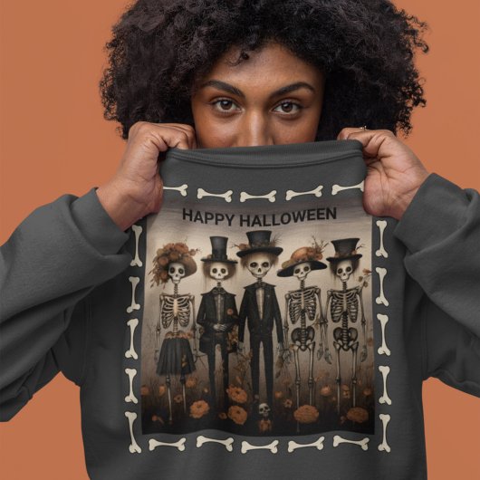 Sweatshirt Halloween déplaisant de la famille de squelettes