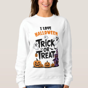 Sweatshirt Halloween éffrayant avec fantômes et citrouilles