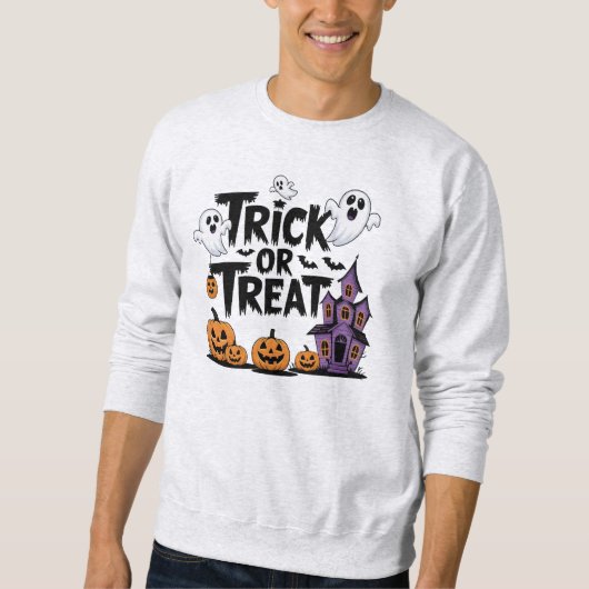 Sweatshirt Halloween éffrayant avec fantômes et citrouilles (Devant)