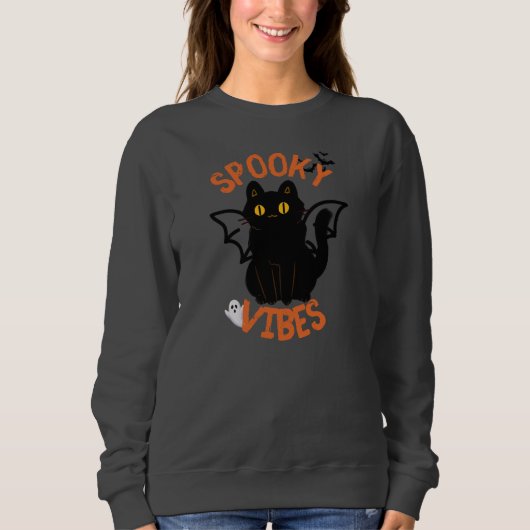 Sweatshirt Halloween éffrayant Vibes Chat Face (Devant)
