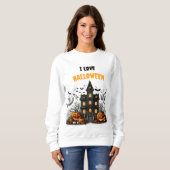 Sweatshirt Halloween éffrayante avec citrouilles et fantômes (Devant entier)